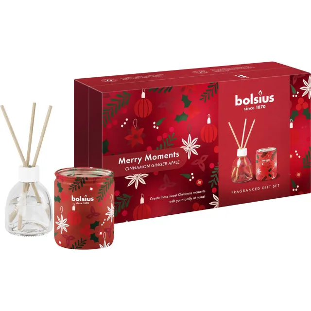 Bolsius kerst giftset Merry Moments (set van 2) rood
