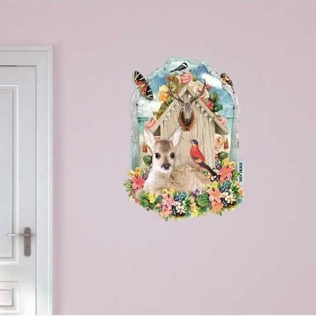VAN IKKE Muursticker Hertje met bloemen multi