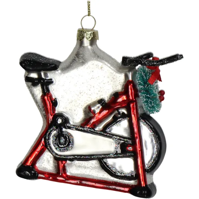 Ornament kerstbal Hometrainer Glas Rood 10.2 cm HD Collection