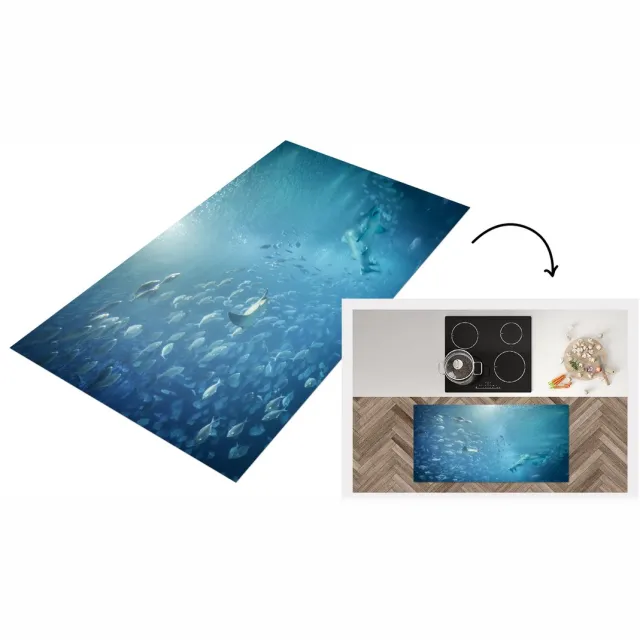 KitchenYeah Keukenloper - Loper keuken - Een groot aquarium met dieren uit de Middellandse zee. - 120x60 cm - Keukenloper vinyl Multicolor