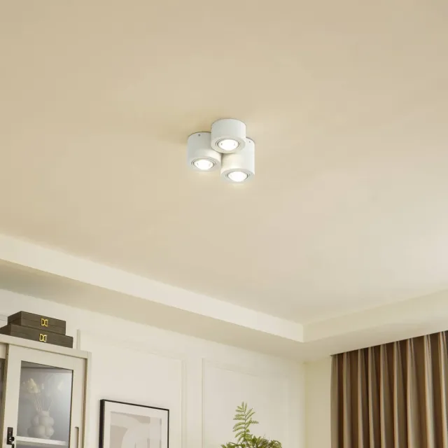 Lindby plafondlamp - 3lichts - IJzer, aluminium - H: 14.4 cm - GX53 - wit mat