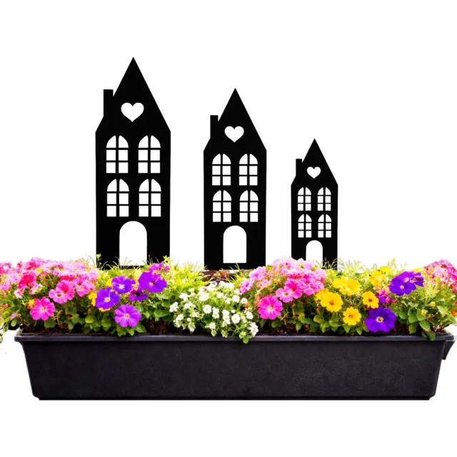 Anwicar Tuin Decoratie Buiten Zwart 40x15x1,5 cm - Tuinhuis Decorat - Tuinversiering - Metaal Tuindecoratie