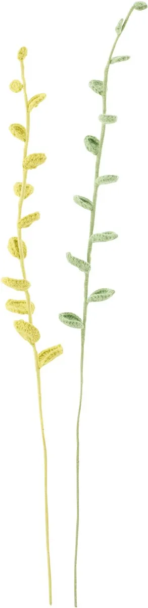 J-Line decoratie Bloem Gehaakt - polyester - groen - set van 2