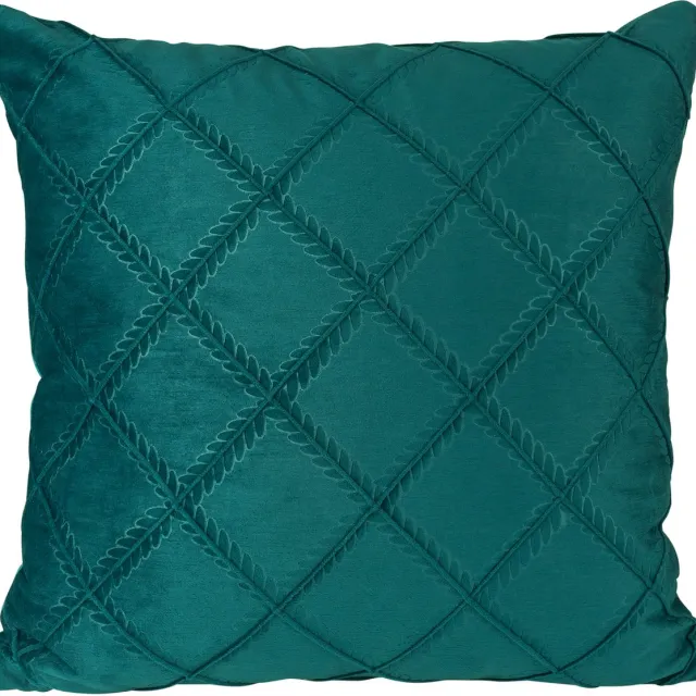 QUVIO Sierkussen fluweel met ruit patroon - Gevuld - Sierkussens binnen - Kussentjes bank - Kussentjes - Kussenhoes met vulling - Omtrek kussen - Kussensloop met vulling - Vierkant - 45 x 45 cm - Fluweel - Donkergroen