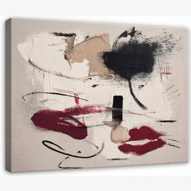 WALLARENA Schilderij op canvas - 60x40 cm - abstracte art deco grijs - Geschikt voor slaapkamer en woonkamer Veelkleurig