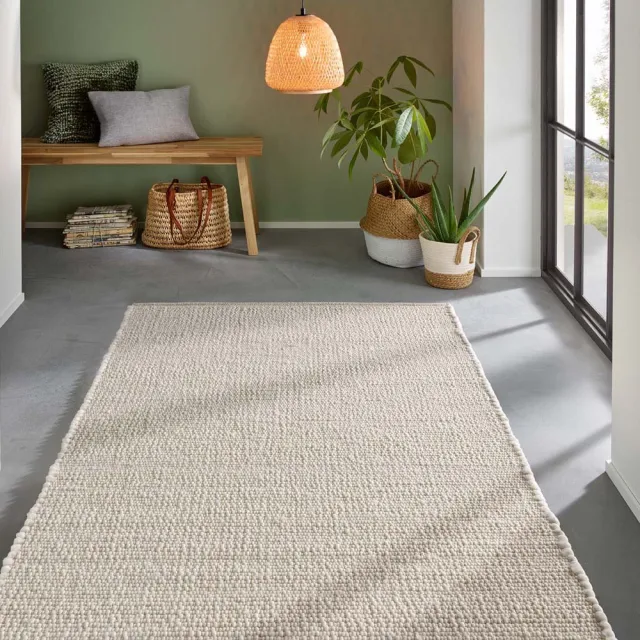 Tapeso Wollen vloerkleed - Bokn wit 140x200