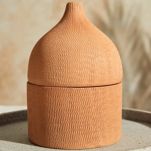 Zesty Lemons Marrakesh Geurkaars – Passionfruit & Vanilla – Houten Knisperwiek – Plantaardige Koolzaadwas – Terracotta Keramiek (280 ml)