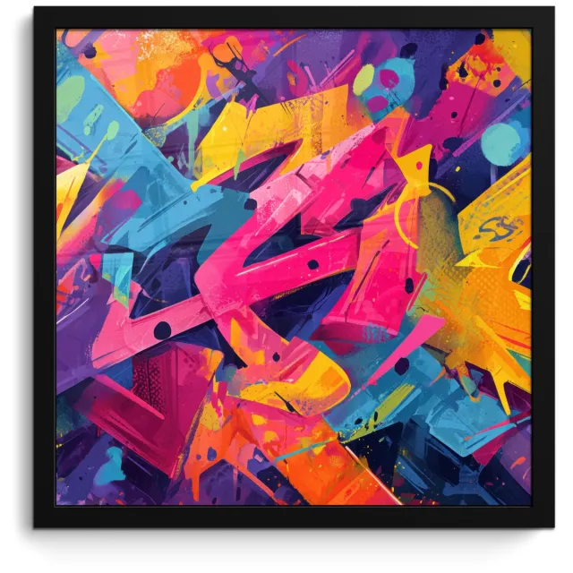 FrameYourWall Poster in lijst - Fotolijst 40x40 cm - Posters - Abstract - Vormen - Kleurrijk - Posterlijst zwart - Decoratie - Wanddecoratie woonkamer - Muurdecoratie slaapkamer