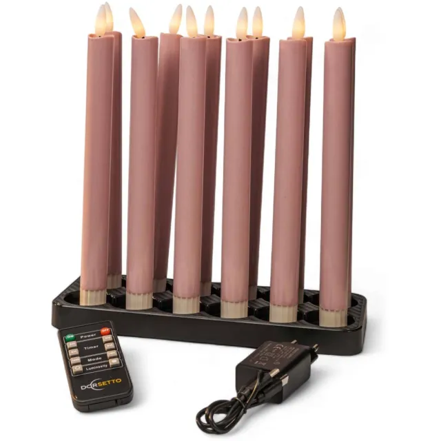 Dorsetto Led dinerkaarsen roze, oplaadbaar, tot 400 uur brandduur, set van 12