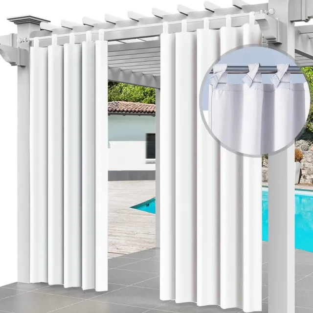 Ferocity Buitengordijnen - 220 x 155 cm - 1 Paneel - Terras Pergola Balkon Paviljoen Overkapping - Outdoor Gordijnen - Waterdicht - UV-bestendig - Privacy - Polyester - Wit