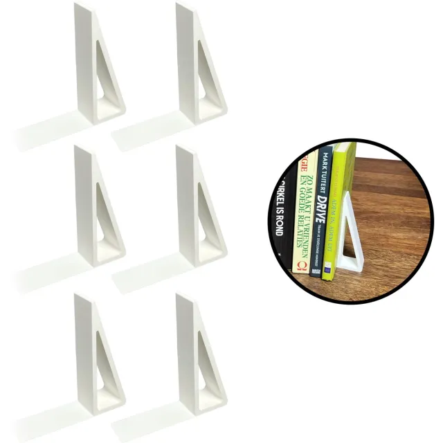 Nillie Boekensteunen - Wit - 6 Stuks - Boekensteun - Boeksteun - Boekenhouder - Boekstandaard - Boeksteunen