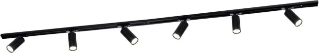 LEDVION LED Railverlichting 2M + 6 Railspots (Zwart - Dimbaar - GU10 Fitting) - 1-Fase