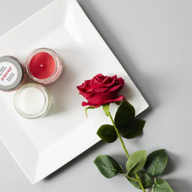 Naturn Living Kunstroos Inclusief Cadeau Verpakking - ø 7,5 x 30 cm - Kunstbloem - Kunst Rozen - rozenblaadjes - Rood