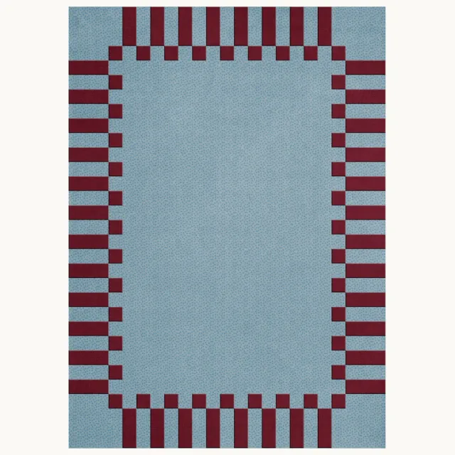 Layered Teklan Frame Mulberry Sky vloerkleed blauw Blauw; Rood