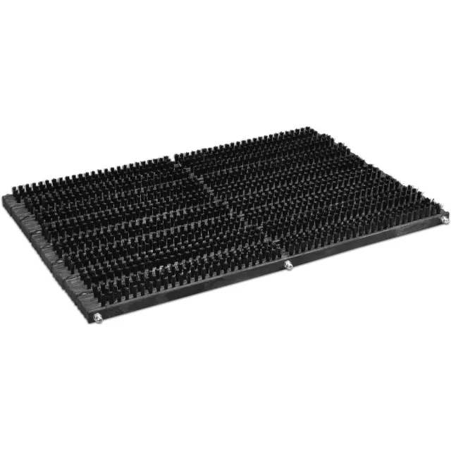 GARRONDA 58 x 38 cm Voetmat Schoonloopmat Schoenenborstel PET Hout GD-0264 Zwart