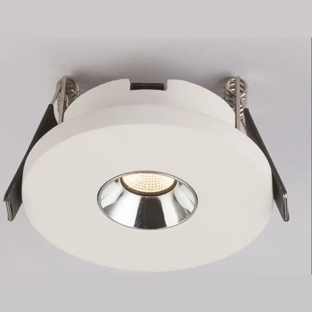 Globo Inbouwspot gips wit Inbouwkeukenlamp Plafondlamp Inbouwlamp, chroom, LED 4,2W 200Lm warm wit, DxH 9x6 cm