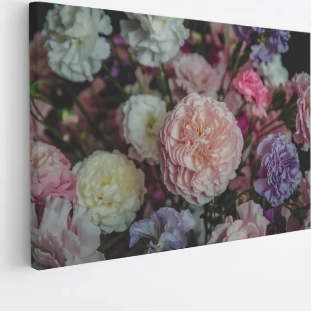 Saammp Canvas Schilderij - boeket - Roze Bloemen - Abstract - 60x40 - Foto op canvas - Wanddecoratie - Muurdecoratie Woonkamer - Kantoor Decoratie Multicolor
