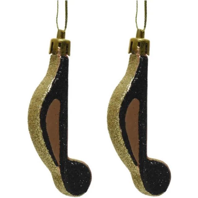Decoris 3x kerstboomhangers gouden achtste muzieknoten - 7 cm - kunststof - muziek thema Goudkleurig