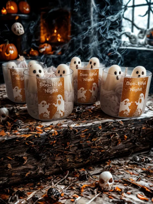 Karamela Kaarsen Bootiful Night – Halloween decoratie - Geurkaars - 120 ml – Handgemaakt & Mysterieus - Spooky & Luxe paars + wit