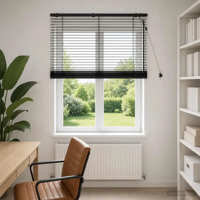 vidaXL Venetiaanse jaloezie Zwart 120 x 160 cm 35 mm