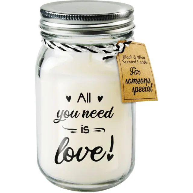 Paper dreams Black & White geurkaars - All you need is love Zwart wit