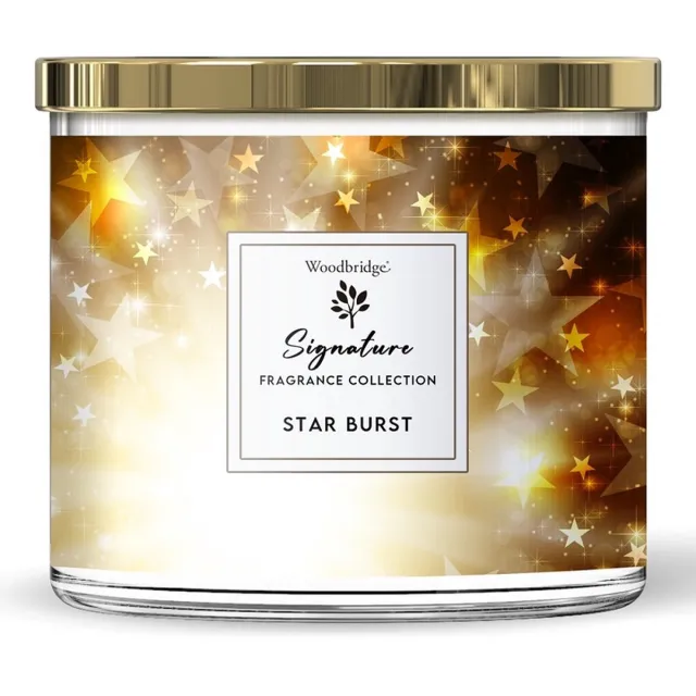Woodbridge Luxe Geurkaars Met 3 lonten STARBURST - citroen vanille kaneel amber musk Goud Beige