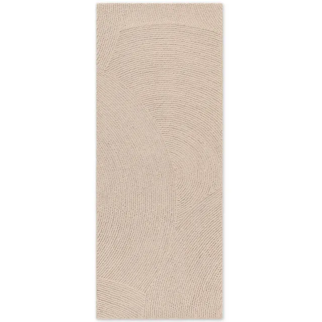 flycarpets Calmio Wollen Loper Beige - Laagpolig - Japandi / Scandinavisch - 80x300 cm