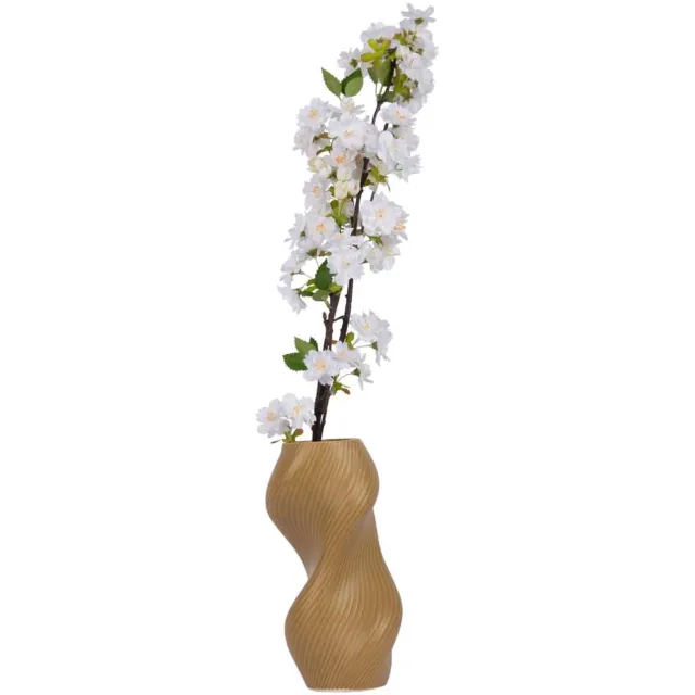 Present Time Vaas Paris Twisted - Donker kaki - 12.5x12.5x24.5cm - Keramiek - Scandinavisch - Bloemenvaas - Woondecoratie - Decoratieve vaas voor woonkamer of slaapkamer Bruin