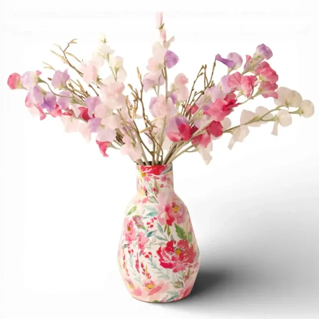 Winq Zijden boeket met Lathyrus in Wit, Roze en Lila Tinten-incl vaas-kunstbloemen