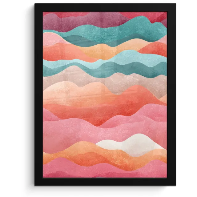 FrameYourWall Poster in lijst - Fotolijst 30x40 cm - Posters - Golven - Kleurrijk - Abstract - Posterlijst zwart - Decoratie - Wanddecoratie woonkamer - Muurdecoratie slaapkamer