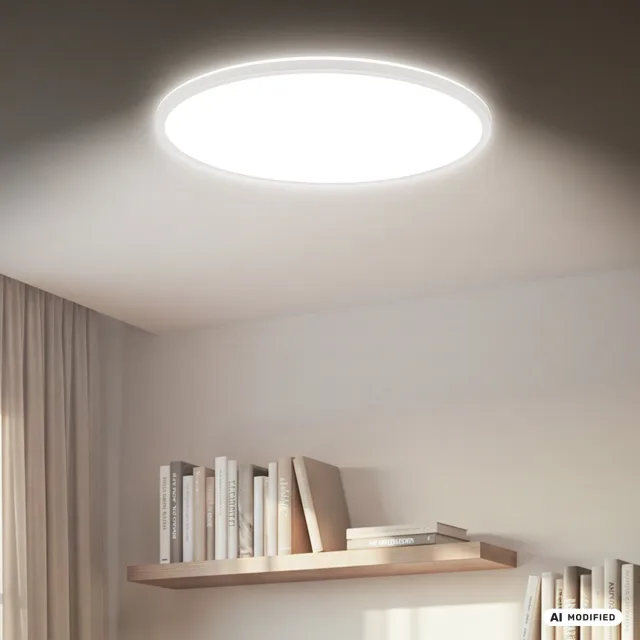 Briloner Slim - CCT Dimbaar Plafondlamp - led paneel - met backlight - 2700K - 6500K warm wit licht - koel wit licht - Ø58cm