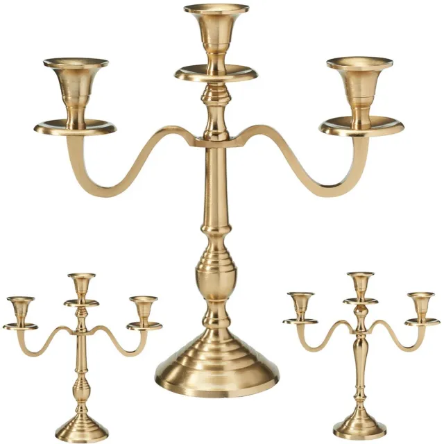 Home & Styling Collection Kandelaar - Aluminium - Goud - 3 Armen - 30 cm