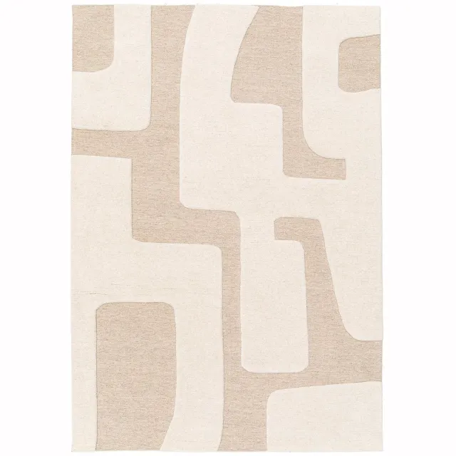 AFK Living Vloerkleed van wol met geometrisch reliëf USONIA beige