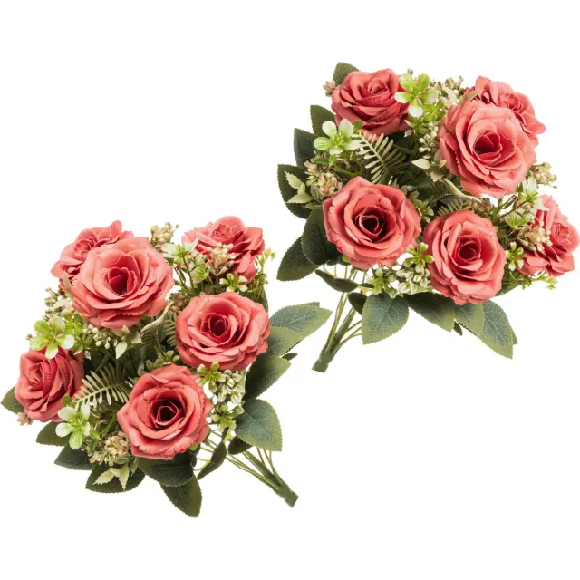 Chaks Huwelijksboeket Rozen - kunstbloemen - 2x - roze - H43 cm