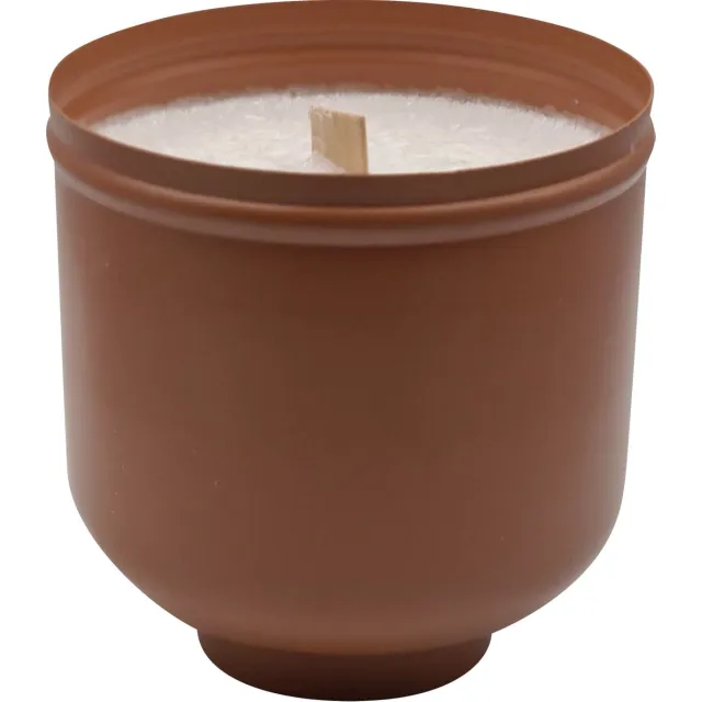 Umaii MINNIE | Kaars | Olijfwas | Houten Wieken | Metalen Bowl terracotta