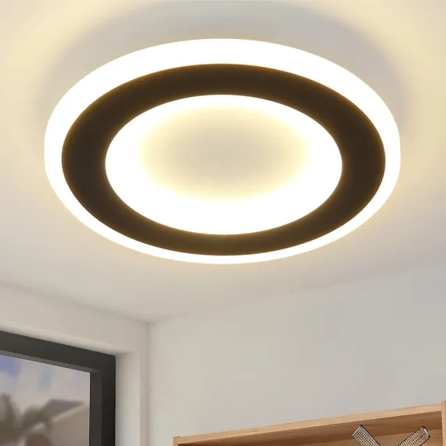 NETTLIFE LED Plafondlamp - zwart - rond - 20W keukenlamp - 3000K warm wit - modern slaapkamerlamp 24cm - voor woonkamer | hal zwart,wit