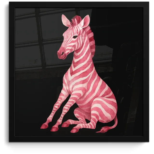 FrameYourWall Poster in lijst - Fotolijst 40x40 cm - Posters - Zebra - Roze - Gestreept - Posterlijst zwart - Decoratie - Wanddecoratie woonkamer - Muurdecoratie slaapkamer