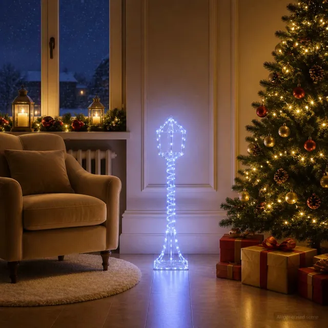 vidaXL LED-kerstlantaarnpaal LOVIISA 160 LED's Blauw 24 x 24 x 102 cm