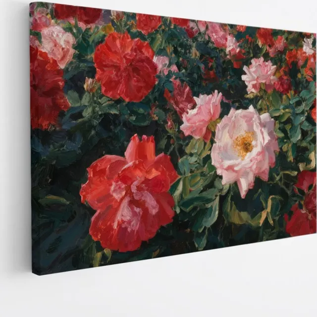 Saammp Canvas Schilderij - Gekleurde Rozen - Bloemen - Abstract - 60x40 - Foto op canvas - Wanddecoratie - Muurdecoratie Woonkamer - Kantoor Decoratie Multicolor