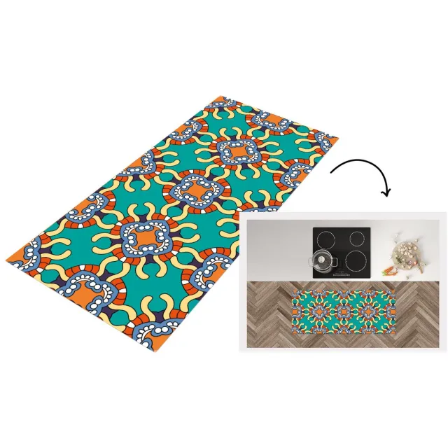 KitchenYeah Keukenloper - Loper keuken - Patronen - Abstract - Groen - Keukenloper vinyl