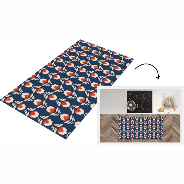 KitchenYeah Keukenloper 120x60 cm - Keukenmat vinyl Patronen - Abstract - Bloemen - Keukenmatten loper - Keuken vloerkleed tapijt