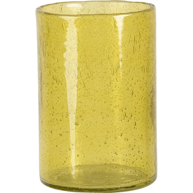 Clayre & Eef Theelichthouder Ø 10x15 cm Geel Glas