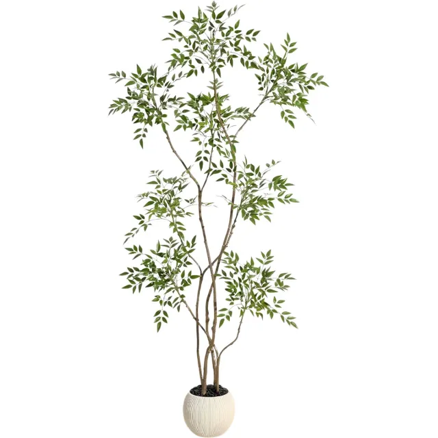 Happiq Kunstmatige Nandina Plant 180 cm - Faux Vloerplant in Pot - Groen