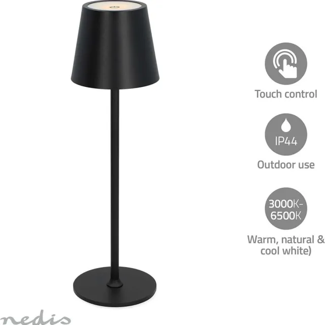 Nedis LED Bureaulamp - Tafellamp - Binnen & Buiten - Oplaadbaar - 150 lm - Zwart