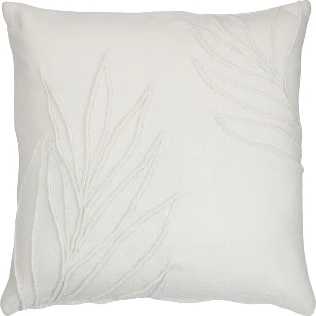 J-Line kussen Blad Fijn Vierkant - polyester - wit
