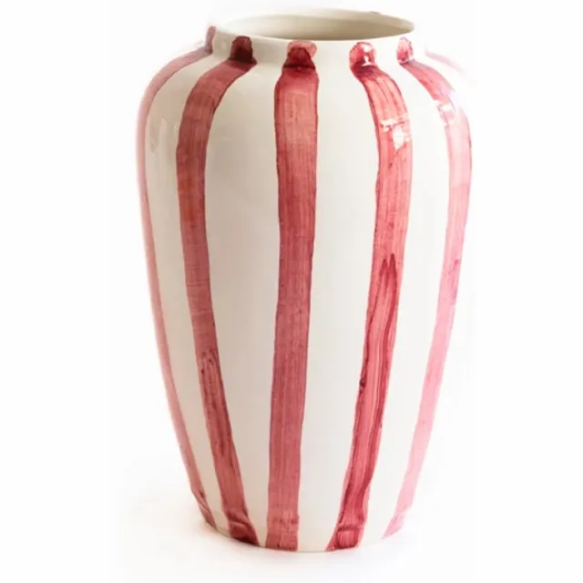 Val Pottery Foolish Funky Flower vaas XL H25cm roze streep