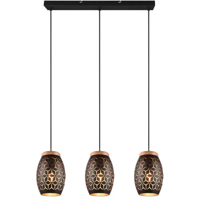 Reality BIDAR - Hanglamp - Zwart-goud - excl. 3x E27 4 W