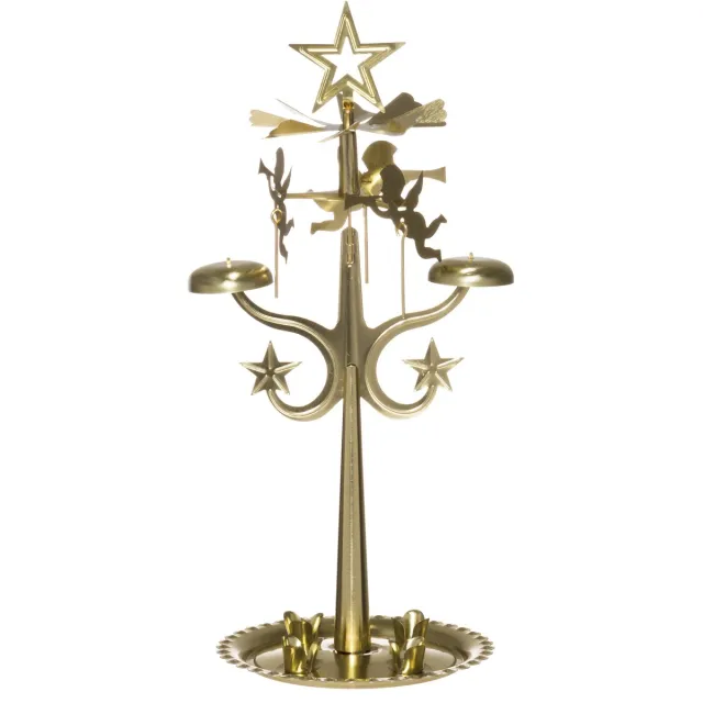 Winteria Metalen kandelaar met draaimolen voor kegelkaarsen, 28 cm gouden