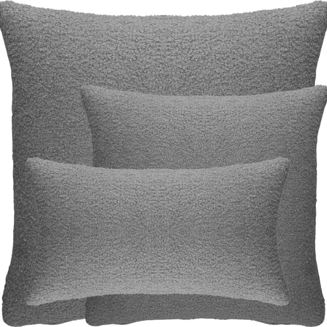 Cohoso Sierkussen SET - 30x50 + 45x45 + 60x60 cm - Semmi Donker Grijs - Teddy Bouclé - Inclusief binnenkussens