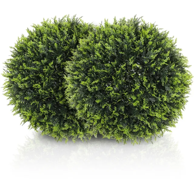 Homona Kunstcederbollen - Set van 2 - UV-bestendig - Ø45 cm - Groen